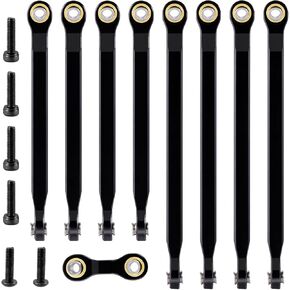 SWX 9Pcs RC Link Rod Chassis Linkage Set Aluminum Completed Tie Rod Compatible with 1/16 TRX Mini E-Revo Upgrade Parts
