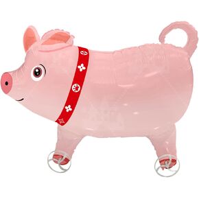 Self Standing Animal large Giraffe Balloon,Walking Giraffe Balloon With Wheels Safari Animal Balloons for Jungle Safari Theme Kids Birthday Party Decorations (Pink)
