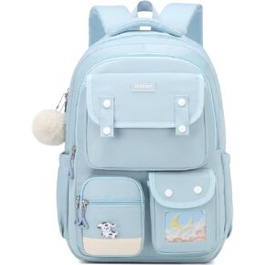 Middle School Backpacks for Girls, Teens Backpack for High School Kids Schoolbag with Accessories for Elementary, Cute Ita Bookbag, Blue