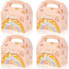 16Pcs Peace Out Single Digits Party Favor Boxes Boho Groovy Daisy Flower 10th Birthday Candy Treat Boxes For Birthday Party Baby Shower Supplies 5.9 * 3.5 * 5.5inches