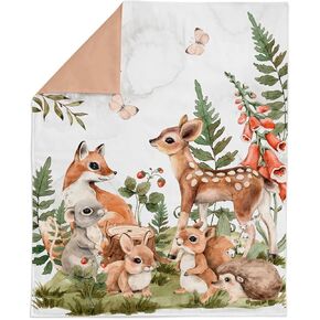 UNIQUE Woodland Fabric - Forest Little Animals Quilting Panel 29 x 39 in, Cotton Twill Baby Quilt Panel, Cotton Fabric for Quilting