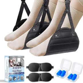 Airplane Foot Rest,Portable Foot Hammock for Plane Travel,Footrest for Airplane Travel,Adjustable Memory Foam Foot Sling,Office Leg Rest for Adults, Travel Essentials for Long Flight
