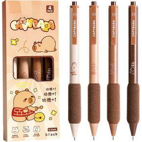 4 Pcs Cute Retractable Pens Cartoon Capybara Pen 0.5mm Black Ink Pen Writing Pens Gel Ink Pens Office School Supplies for Girls Boys Women Men (Capybara)