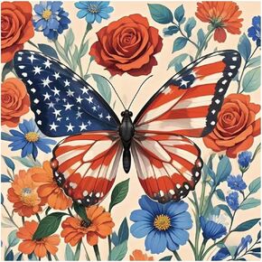 Kulvci Butterfly Diamond Painting Kits for Adults, Round Full Drill Diamond Art Kits, 5D DIY Diamonds Crafts for Home Wall Decoration Gifts 12×12inch