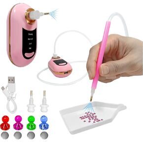 Zariocy Electric Diamond Painting Pen, Adjustable Suction Mode, Diamond Art Paint Pen with Vacuum Pump for Adults, Includes 4 Pieces Diamond Locators & 2 Replacement Heads, DIY Art Tool Kits