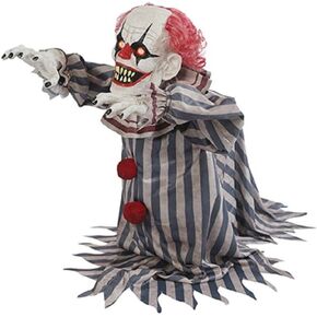 Morris 18" Jumping Clown Animated Prop W/Creepy Laugh Halloween Decoration Prop Décor