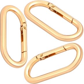 3Pcs Oval Carabiner Keyring Clip, Heavy Duty Snap Spring Carabiner Clip, Small Metal O Ring Buckle Clasp Strap Rings