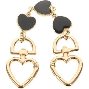 Heart-Shaped Iron Purse Extender Chain, Chic Bag Extension Chain, Black Shoulder Bag Strap Replacement for Handbags, Diy Purse Accessories