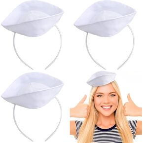 4 Pieces Mini Sailor Hat Headbands for Halloween Witch Cosplay - White and Navy Captain Yacht Hat for Nautical Costume Accessory, Dressing up Party, Role Play
