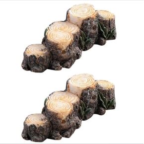 2 Pcs Burlywood Miniature Resin Stump Micro Landscape Fairy Garden Ornament Mini Doll House Outdoor Landscape Decor Outdoor Statues, Decorative Gnomes for Home and Terrarium Resin Figurines Decor