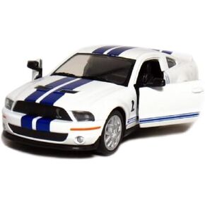 KiNSMART 2007 Ford Shelby GT500 Blue with Racing Stripes 1:38 Scale 5 Inch Die Cast Metal Model Toy Muscle Car