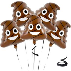 5pcs Big Poop Balloon, Foil Helium Poo Brown Balloon for Pranks Decoration, Halloween, Birthday, Retirement Party, 19x22 inch