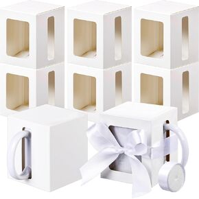 Harloon 36 Pack Mug Boxes for Gifts Transparent Gift Packaging Box for Shipping 11oz Blanks Sublimation Mugs Ceramic Coffee Mugs Wine Glass Wrapping Gift Box Mug Holder Candle Gift Box