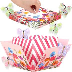 Flower Flying Butterfly Explosion Gift Box, Pop Out Unique Exploding Surprise Box, Spring Flower Flying Butterfly Box for 2025 Graduation, Weeding, Birthdays, Wedding, Baby Shower