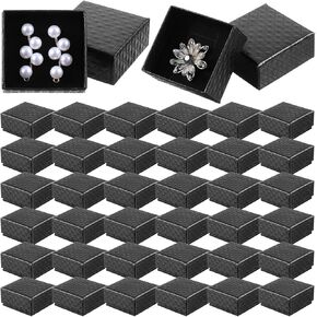 96pcs Necklace Earring Ring Paper Boxes 2'' X 2'' X 1'' Jewelry Boxes Bulk Small Black Gift Case 2 Inch Cardboard Jewelry Gift Box with Velvet and Foam Insert for Bracelet Box Packaging Display
