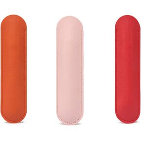 3 Pieces Pen Sleeve PU Leather Pen Case Pen Pouch Bag Vintage Pen Case Fountain Pen Case Pen Sleeve Pouch Pen Storage Case Pen Protective Sleeve for Single Pen(Red, Pink, Orange)