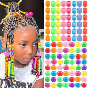 48PCS Hair Beads for Braids Pink Purple Dreadlock Bead Loc Jewelry Accessories Mixed Color Acrylic Pony Bead Hair Decorations Accessories for Women