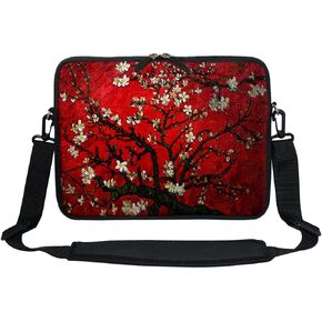 Meffort Inc 13 13.3 Inch Neoprene Laptop Bag Carrying Sleeve with Hidden Handle and Adjustable Shoulder Strap - Cherry Blossoming