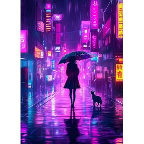 MXJSUA Night City Landscape Diamond Painting Kits for Adults, 5D City Street Diamond Art Kits for Beginners, DIY Full Drill Paint with Diamond, Home Wall Decor 12x16 Inch