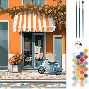 MEIYUDA Paint by Numbers Kit, Street Paint by Numbers for Adults Beginners, DIY Scenery Acrylic Oil Painting by Number on Canvas for Gift Home Wall Decor 12x16in