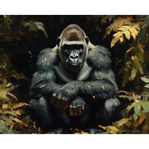 OKSGYTA DIY Paint by Numbers for Adults Beginner, Gorilla Watching Over Its Troop, Adult Crafts Adults Paint-by-Number Kits, Room Decor Gift (16x20 inch, No Frame)