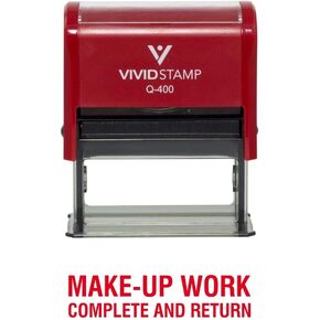 Make-Up Work Complete and Return Teacher Self Inking Rubber Stamp (Red Ink) - X-Large