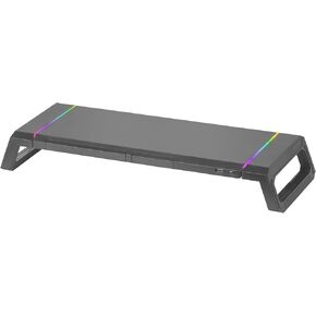 MGS-ONE Black, Chroma RGB Monitor Stand, Adjustable Size, Smartphone and Tablet Stand, Front USB 2.0