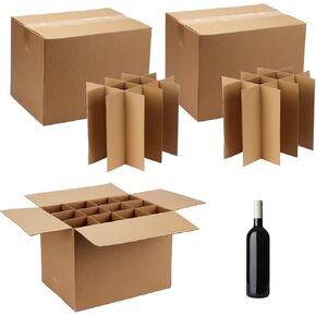 3 Sets Moving Boxes Glasses Divider Kits with Box Packing 16x12x12 Inch, Glass Packing Kits Corrugate Dividers for Kitchen Dish Moving Boxes