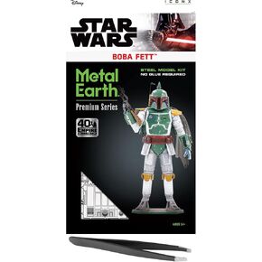 Metal Earth Fascinations Premium Series Star Wars Boba Fett 3D Metal Model Kit Bundle with Tweezers