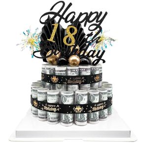 18th Birthday Cash Gift Box, Happy Birthday & Valentine's Day Surprise (Black Gold 17th)