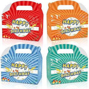 12Pcs Animation Cartoon Happy Birthday Decorations Red Orange Blue Green lightning Gift Boxes for Kids and Party Theme supplies