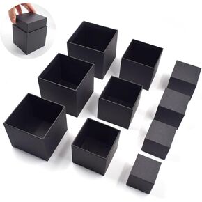 Nesting Gift Boxes Set Prank Gift Boxes Gift Wrap Boxes Surprise Box Small Square Kraft Paper Box Inside Box Gift Set for Christmas Halloween Birthday 10 Cartons No Lids (1.7-3.5 Inch), Brown