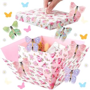 Flower 2025 Graduation Butterfly Explosion Gift Box, Spring Pink Floral DIY Unique Gift Box with Surprise Flying Butterfly for 2025 Graduate Graduation, Wildflower, Birthdays, Wedding Party Decoration