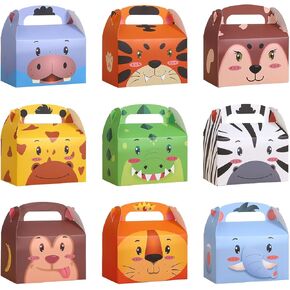 18Pcs Jungle Safari Animal Party Candy Boxes, Zoo Animals Theme Happy Birthday Party Favor Boxes for Cute Zoo Animal Theme Kids Party Decoration Supplies