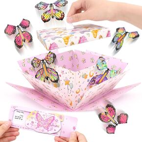 Butterfly Explosion Gift Box, Surprise Flying Butterfly Boxes Birthday Exploding Surprise Gift Box with Greeting Card for Birthdays, Wedding, Anniversaries