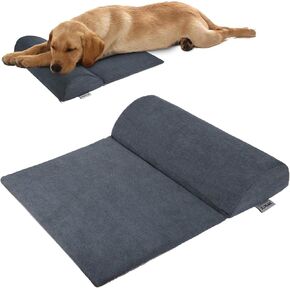 Dog Bolster Pillow for Large Dog, Benefit for Cervical Vertebra and Neck, Headrest with High Resilience Foam, Easy to Carry, Machine Washable Cover＆Easy to Clean(Large)