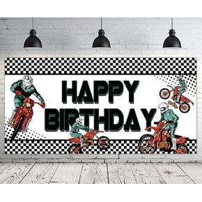 Large Motocross Happy Birthday Banner | Motocross Birthday Party Supplies Decoration | Motocross Birthday Party Backdrop Background - 6.6 x 3.3 FT
