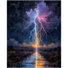 TAOPAOLAB Lightning Storm Paint by Numbers Kit for Adults - DIY Dramatic Lightning and Reflection Painting on Canvas 16x20 Inches, Acrylic Paint Set, Suitable for Beginners, Atmospheric Art for Home