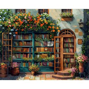 VNUIEHG Bookstore Paint by Numbers Kit for Adults, Modern Aesthetic Paint by Number on Canvas, Abstract Art Digital Oil Painting Kits Suitable for Home Wall Decoration Gift 20"x16"