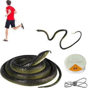 Fake Snake Prank Toy: Realistic Rubber Snake with String and Clip for Playing Jokes, April Fools' Day, Halloween