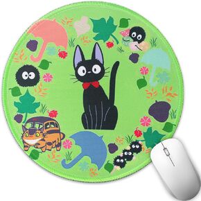 Pounchi Cute Soot Sprite Mouse Pad 8.6 × 8.6 in, Anime Cat Mouse Pad with Non-Slip Rubber Base and Stitched Edge for Desk Computers Laptop Office