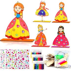 MUOUAKATE 12 Sets Princess Party Favors, Princess Birthday Party Decorations, Princess Crafts with Brushes Cards Sticky Hands Toys Stickers, Princess Party Supplies Painting Crafts for Girls