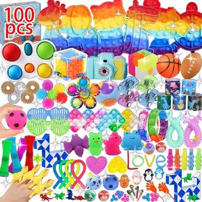 100 Pcs Party Favors for Kids, Fidget Toys Bulk, Birthday Gift Toys, Fidgets Stocking Stuffers, Treasure Box Birthday Party, Goodie Bag Stuffers, Carnival Prizes, Pinata Filler Stuffers
