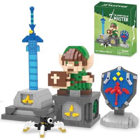 Finger Rock Link Building Set, Game Action Figure Building Kit, 4 in 1 BOTW Holding Master Sword and Hylian Shield Guardian Toys Gifts for Adults Kids 12+ (1200 PCS)