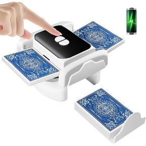 Rechargeable Automatic Card Shuffler for 1-2 Decks, Low Noise & Portable Electric Shuffling Machine for Poker, Blackjack, UNO, Texas Hold'em, Skip-Bo, Phase 10