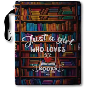 Book Sleeve Book Lover Gifts, Just A Girl Who Loves Books Themed Book Protector with Zipper, Waterproof Book Covers for Paperbacks, Book Pouch Gifts for Women Bookish Reader Librarian, c27