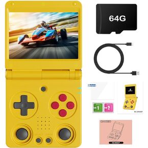 RG34XXSP Handheld Game Console,3.4 Inch IPS Classic System and 3300mAh Battery Retro Video Games Consoles,with 64G TF Card and Wireless Networt Handheld Console Casual Game Console(Gray)