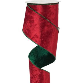 MEEDEE Red and Green Velvet Ribbon - Double Sided Wired Ribbon, 4 Inch Double Face, for Christmas Tree, Holiday Home Decor, Garlands, Bows, Wreaths (10 Yards)