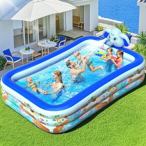 Inflatable Pools with Sprinkler,Upgraded Elephant Inflatable Swimming Pool,Kids Pools for Backyard,Large Inflatable Pool for Adults Blow up Pools,Oversized Thickened Family Inflatable Pool-Multi color
