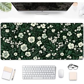 Desk Pad, Abstract Boho Minimalist Line Flowers Large Gaming Mouse Pad,Desk Mat for Keyboard and Mouse with Stitched Edges and Non-Slip Rubber Base for Work Game Office Home 31.5x11.8in